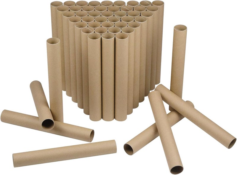 HESESOH 50 Pack Cardboard Tubes for Crafts - 1.57 x 11.81 Inches - Brown Toilet Paper Empty Rolls Round Thick Tubes Sturdy for Classroom Family Handmade DIY Projects - Image 1